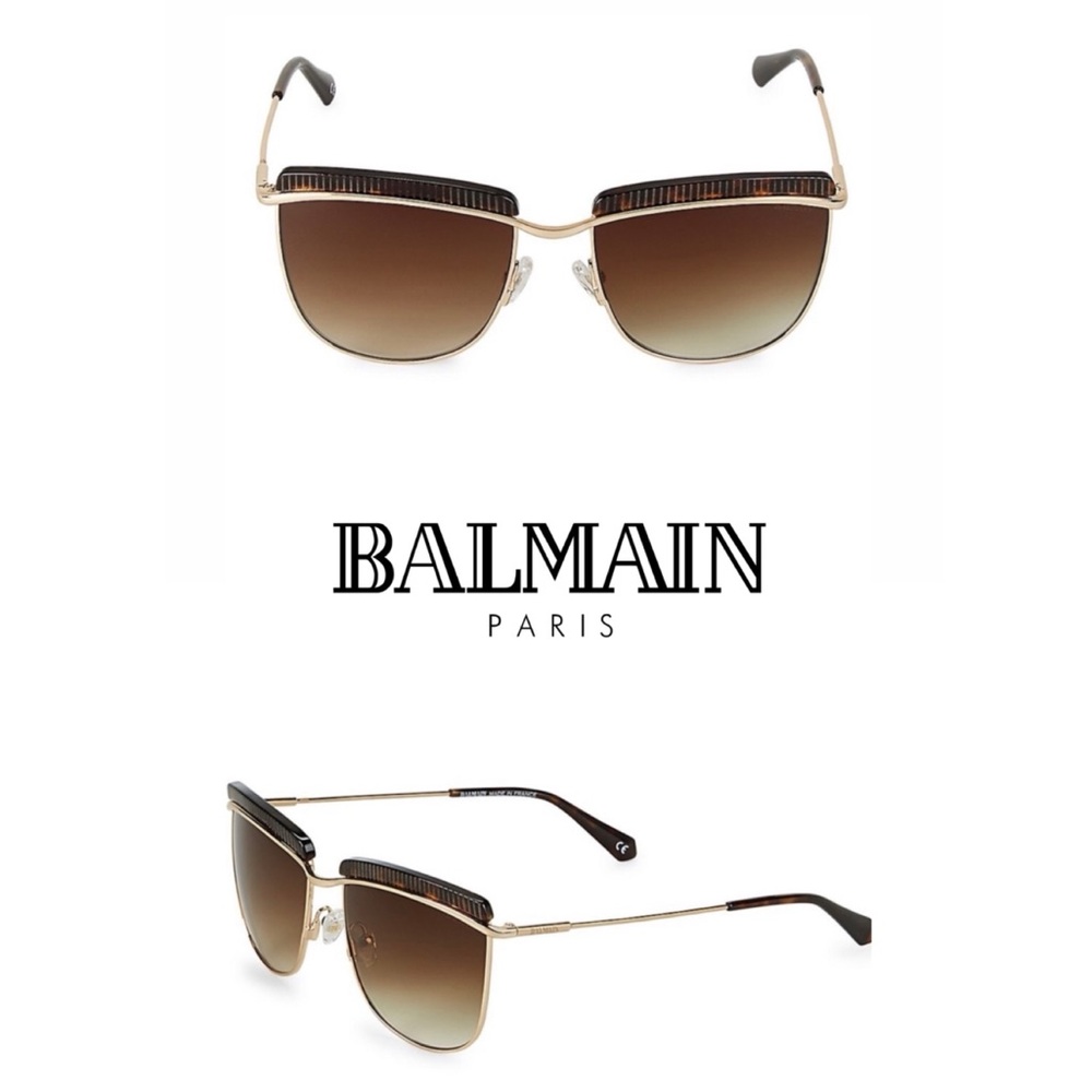 Balmain 56mm Brown Upper Brow Bar Sunglasses
